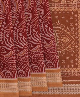 Red Handwoven Orissa Cotton Saree