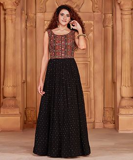 Black multicolor embroidered ethnic dress with sequin work 
