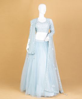 Pastel Blue Lehenga with Silver Embroidery