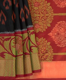 Black Handwoven Soft Silk Sari