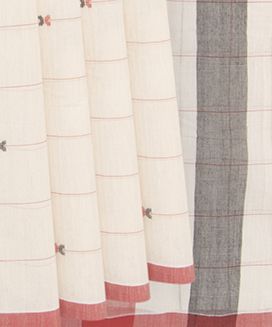 Cream Handwoven Uppada Cotton Saree With Stripes