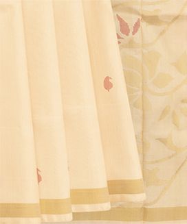Cream  Handwoven Uppada Silk Sari