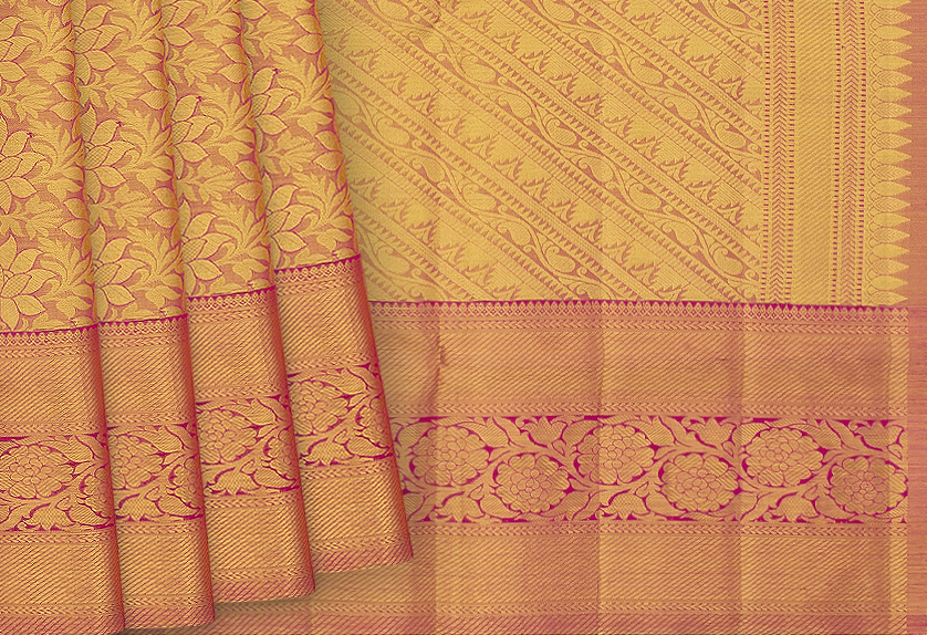 Indigo Handloom Kanchipuram Natural Dyed Tanjore Revival Silk Saree