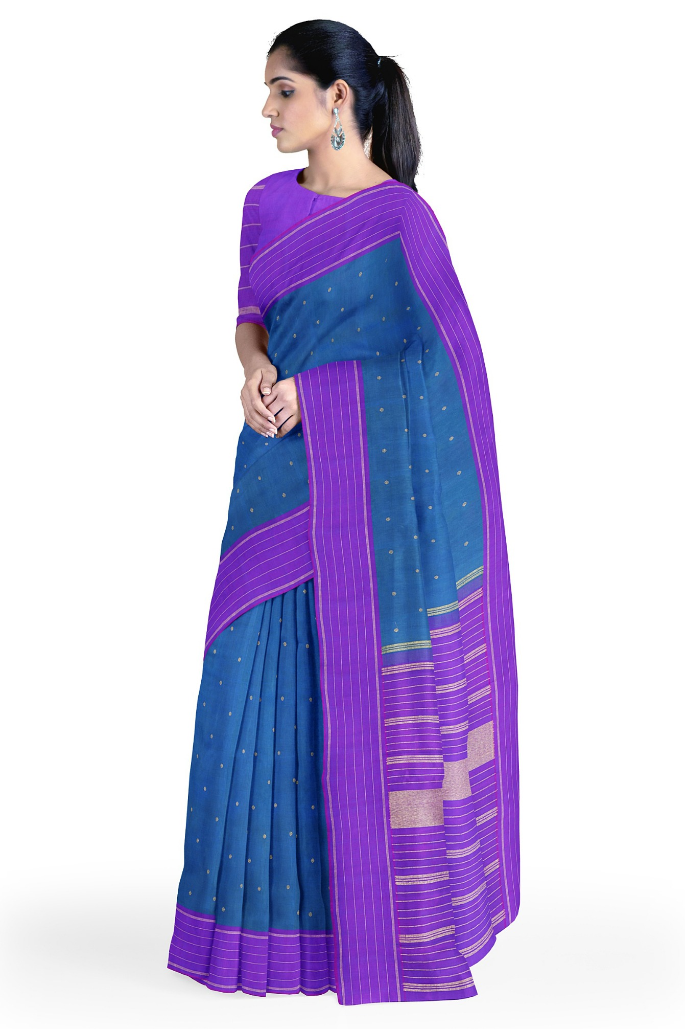 Kanjivaram Two Tone Peacock Color Saree